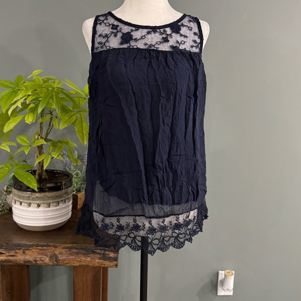 Chic Blue Lace Blouse